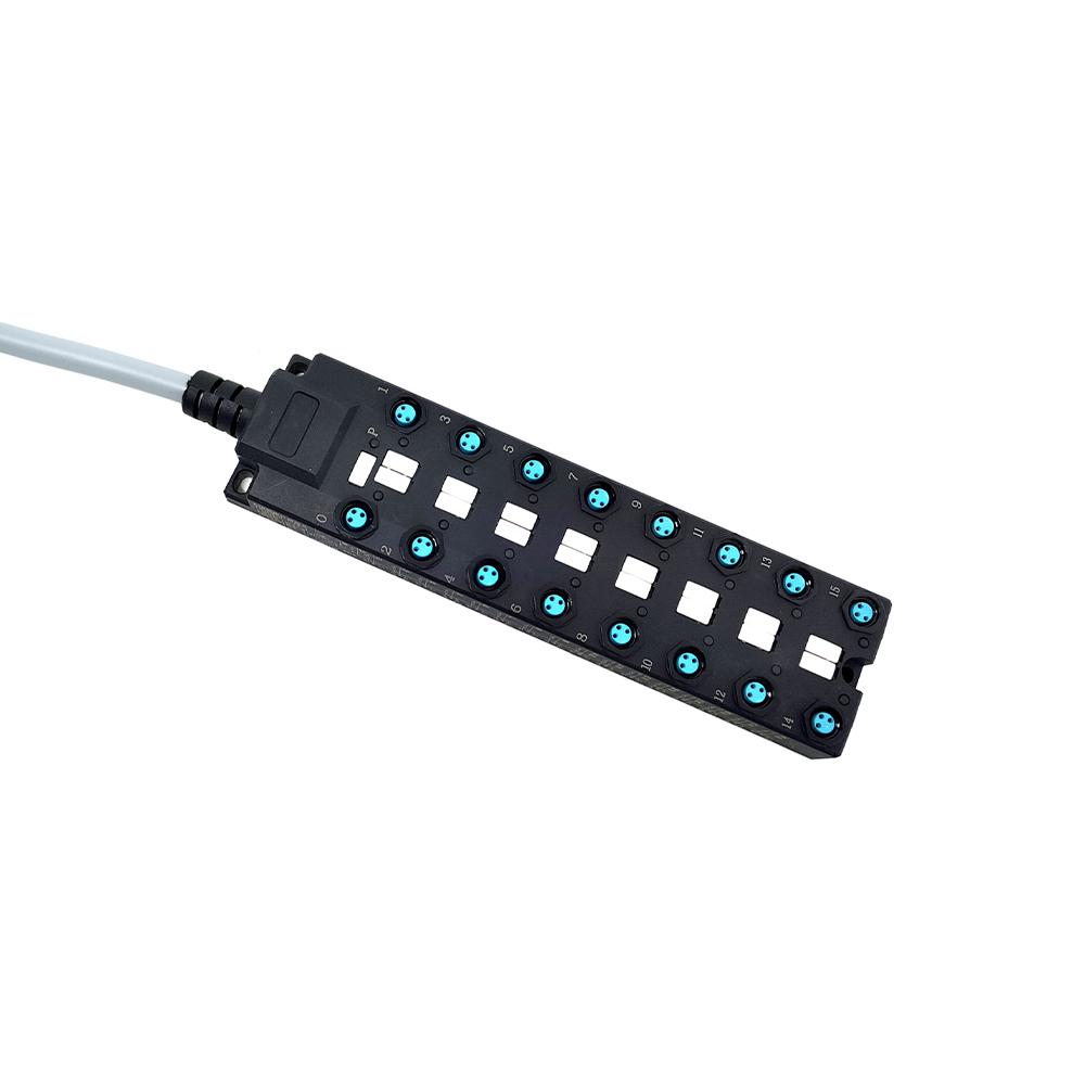 Cavo di indicazione LED NPN a canale singolo 16 porte splitter M8 Wide Body PUR/PVC grigio 1M