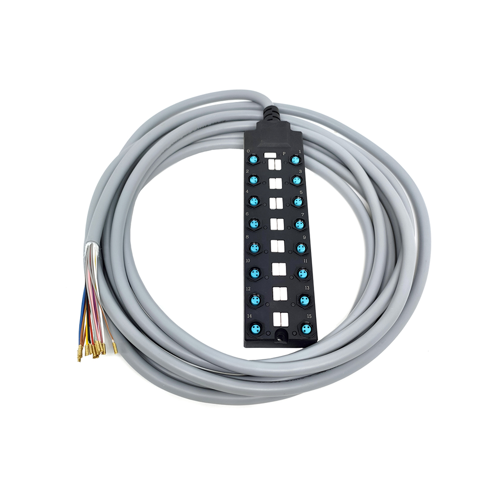 Cavo di indicazione LED NPN a canale singolo 16 porte splitter M8 Wide Body PUR/PVC grigio 1M