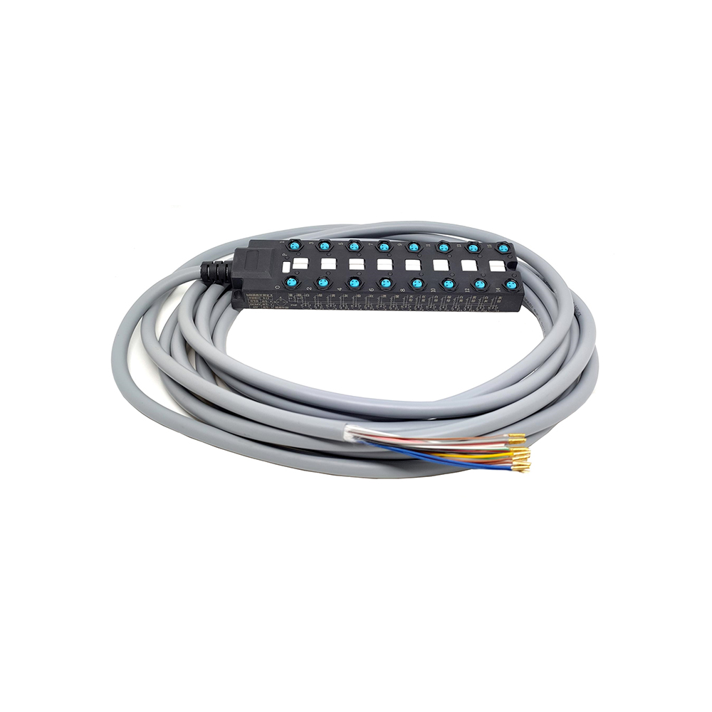 Cavo di indicazione LED NPN a canale singolo 16 porte splitter M8 Wide Body PUR/PVC grigio 2M