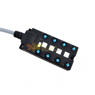 M8分配器寬體8埠 單通道NPN LED指示 電纜PUR/PVC灰色 10M