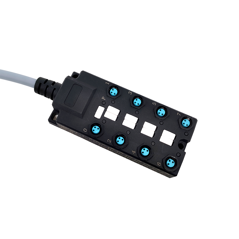 Cavo di indicazione LED NPN a canale singolo 8 porte splitter M8 Wide Body PUR/PVC grigio 1M