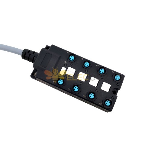 Cavo di indicazione LED NPN a canale singolo 8 porte splitter M8 Wide Body PUR/PVC grigio 2M