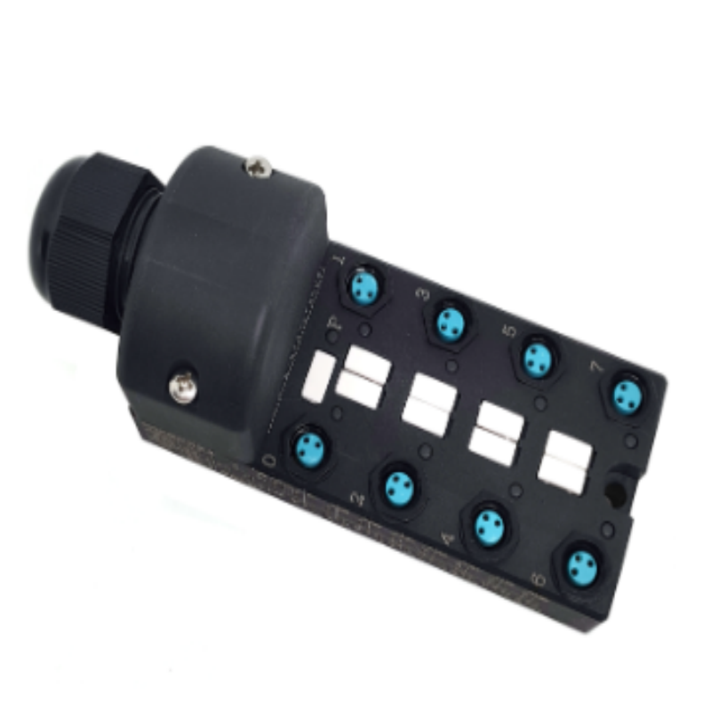 Splitter M8 corpo largo 8 porte indicazione LED NPN a canale singolo Interfaccia PCB con scatola di giunzione 5M