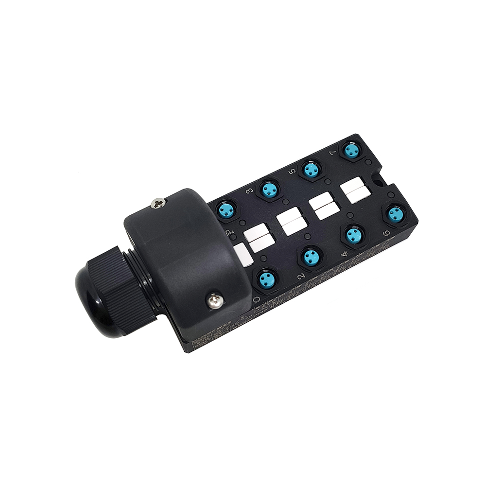 M8 divisor de corpo largo 8 portas canal único PNP LED indicação interface PCB 1M