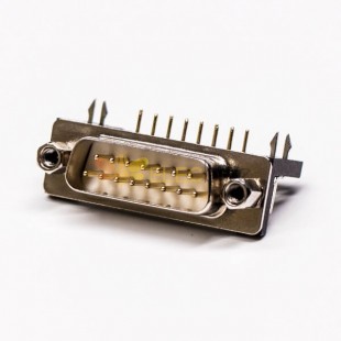 15 Pin D ALT Erkek Kablo Konektörü Lehim Tipi Staking ile Dik Açılı