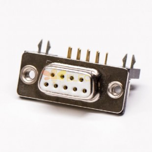 D Sub Connector 9 Pin Weibliche Rechtwinkel Harpune durch Loch für PCB-Halterung