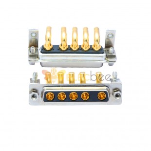 5W5 High Current Female Through Hole D-SUB 10A 20A 30A 40A Gold Plated Solid Pin with Bracket Right Angled  10A