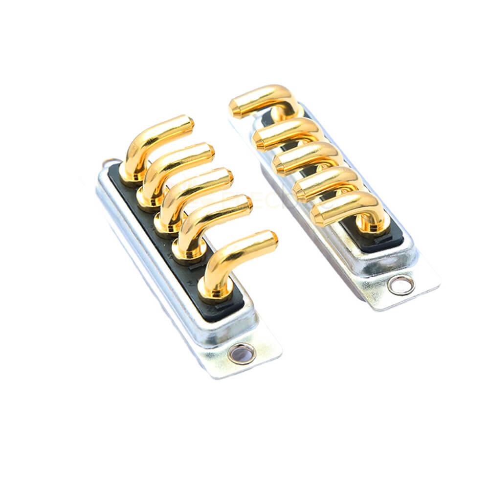 D-SUB 5W5 High Current Male Right Angled Through Hole 10A 20A 30A 40A Gold Plated Solid Pin Single Hole 40A