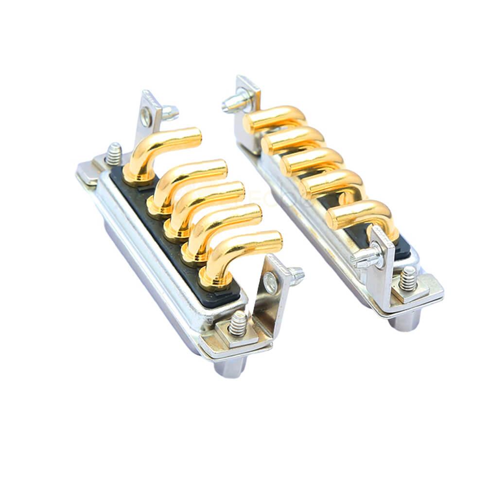 5W5 High Current Female Through Hole D-SUB 10A 20A 30A 40A Gold Plated Solid Pin with Bracket Right Angled  20A