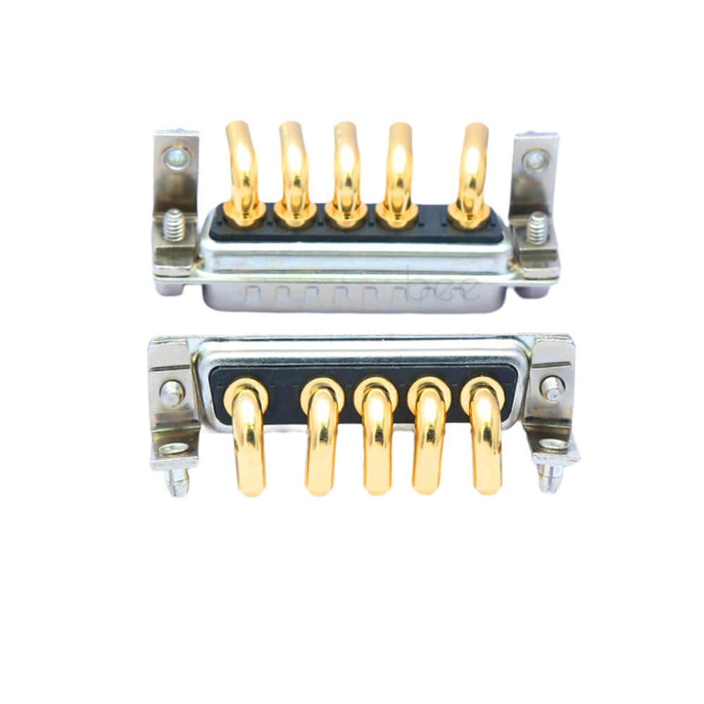 DB 5W5 90 ° High Current Male Through Hole 10A 20A 30A 40A Broche solide plaquée or avec support
