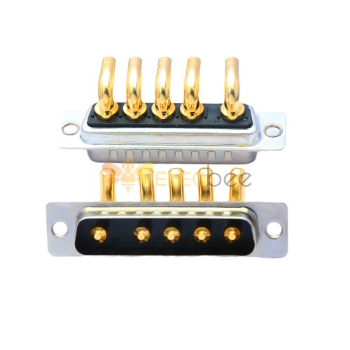 D-SUB 5W5 High Current Male Right Angled Through Hole 10A 20A 30A 40A Gold Plated Solid Pin Single Hole 40A