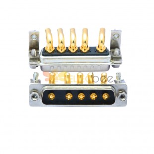 DB 5W5 90 ° High Current Male Through Hole 10A 20A 30A 40A Broche solide plaquée or avec support 10A