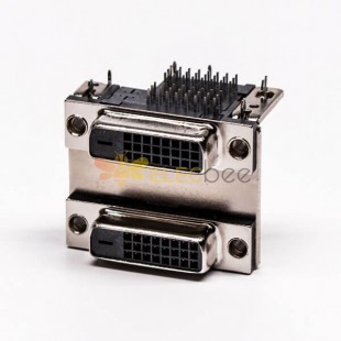 PCB Montaj için DVI 24+1 24+1 Kadın Konnektör R/A Siyah Yığılmış Tip