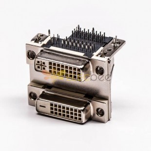 PCB Montaj için DVI 24+5 24+1 Konnektör R/A Kadın Beyaz Yığılmış Tip