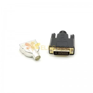 DVI 焊线连接器24+1公头直式焊线带屏蔽金属壳塑料外壳