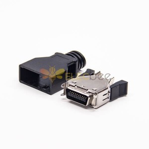 20Pin SCSI Stecker Stecker 180 Grad schwarz Druckknopf Löten Typ