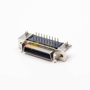 scsi db連接器36pin彎式母頭帶魚叉腳插PCB板鉚鎖連接