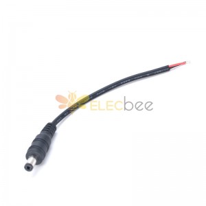 Conector macho DC5.5 * 2.1mm Cable de alimentación de CC 15cm 0.3mm2 DC12V Cable de un solo extremo