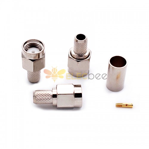 Rf Coaxial Connector Rreverse Polarity Sma Plug Straight Crimp For Cable Rg58rg223rg142lmr195 2054