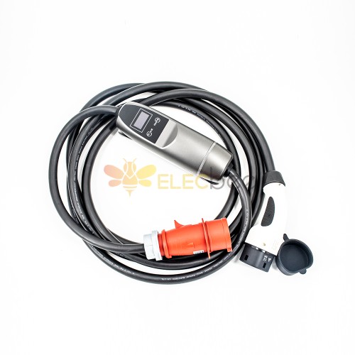 Carregador portátil de nível 2 EVSE Type2 plug 32A ev carregador trifásico com plugue vermelho CEE monofásico (1 fase)
