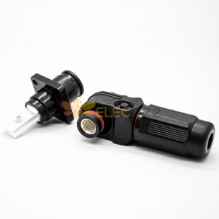 Surlok Plus Crimp 350A Plastic 1 Pin 12MM Female To Male 90°Plug Butt-Joint Socket Black IP67 Connector