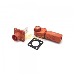Battery Storage Connector 6mm Red Right Angle Plug and Socket 120A Busbar Lug IP65 Waterproof Plug+Socket
