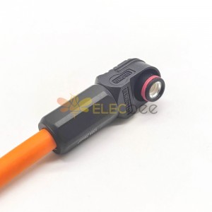 高压大电流连接器母直角插头 6mm 1 针 120A IP67 电缆塑料黑色 25mm2