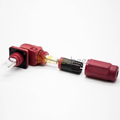 Surlok Connectors Red 90°Plug Butt-Joint Socket Female and Male 1Pin 6MM  60A IP65 Plastic