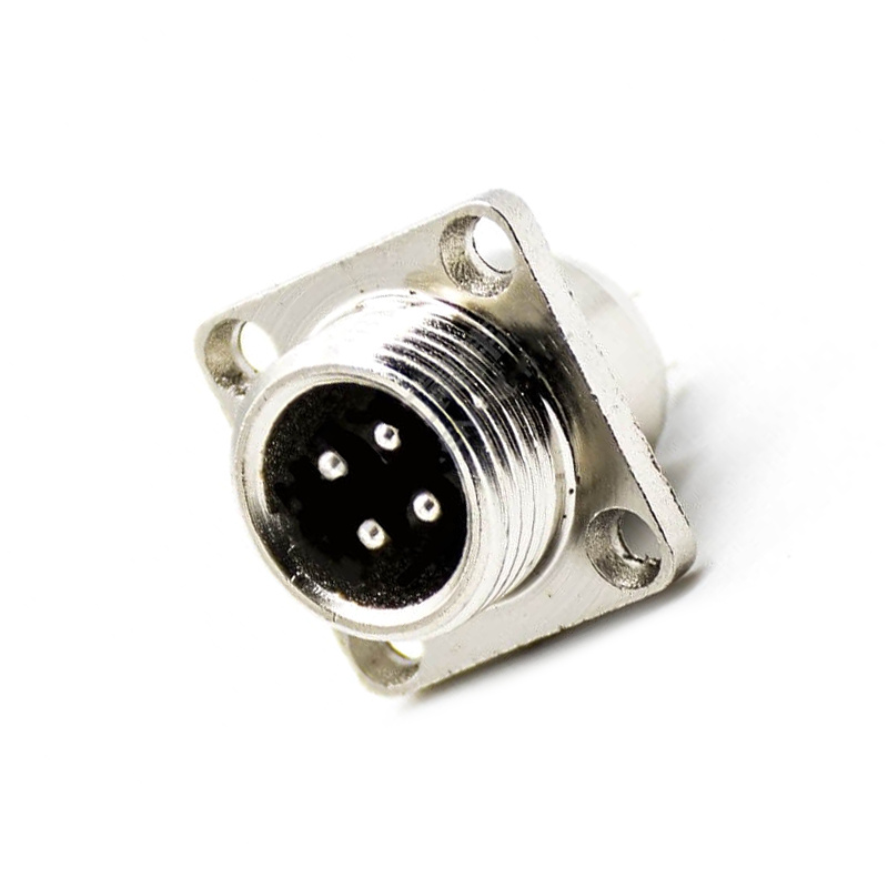 GX12 Aviation  connector  male 4pin StraightFlange Solder Type IP65 whaterproof connector