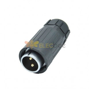 2 Pin Aviation Plug Industry Black Waterproof RA20 Plastic Male Connector