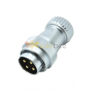 4 Pin Aviation Plug Male RA32 Waterproof Straight Circular Metal Hose Connector