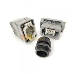 Connector Heavy Duty H6B 12Pin Male Without Contacts Male Butt-Joint Female PG21 Bulkhead Mounting