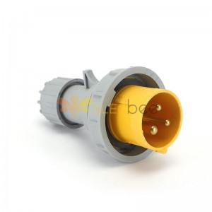 Plugue conector amarelo industrial à prova d'água 3 pinos 16A 250 V 2P+E IP67 montagem em cabo