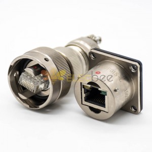 YW RJ-45 Interface Plug Socket Panel Mount Solder Cup Male Butt-Joint Female Bayonet Coupling 180°Connector soquete fêmea