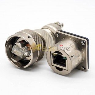 YW RJ-45 Interface Plug Socket Panel Mount Solder Cup Male Butt-Joint Female Bayonet Coupling 180 -Connector douille femelle