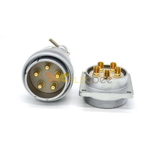 PlugSocket Masculino Feminino P40 Straight 5 Pin Plug para cabo 4 buracos Flange Receptacles