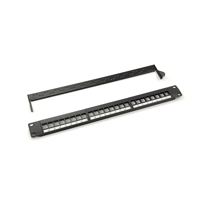 RJ45-Patchpanel mit 24 Ports ohne RJ45-Keystone-Buchse 19\'\'1U für CAT6A CAT6 CAT5E