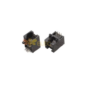 Conector RJ11 6P6C, toma de teléfono de puerto único, plástico negro, sin Led, 20 piezas