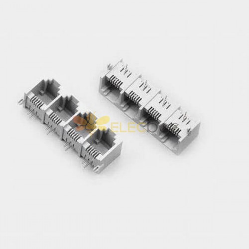 RJ11电话插座专业供应全塑4联体母座 6P2C插座1*4