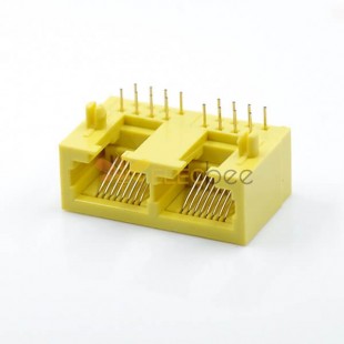 1 * 2 puerto RJ45 conector ángulo recto 8p8c amarillo plactic sin led sin filtro