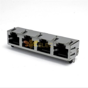1x4 RJ45 Shielded Connector 4Ports Without Led PCB Mount 90Degree Socket Jack 1x4 RJ45 Shielded Connector 4Ports Without Led PCB