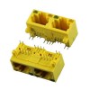 20 Stück Jack RJ45 Modular R/A 2-PORT 1X2 Unshield Ethernet Netzwerkanschluss für gelbe Farbe mit LEDs