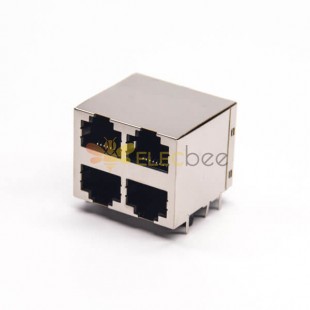 2x2 Modular Connector 90 Degree Shielded Jack DIP Type pour PCB Mount