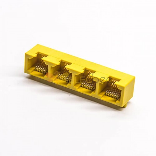 90度rj45網絡模塊化連接器黃色全塑外殼插板不帶燈不帶屏蔽 20pcs