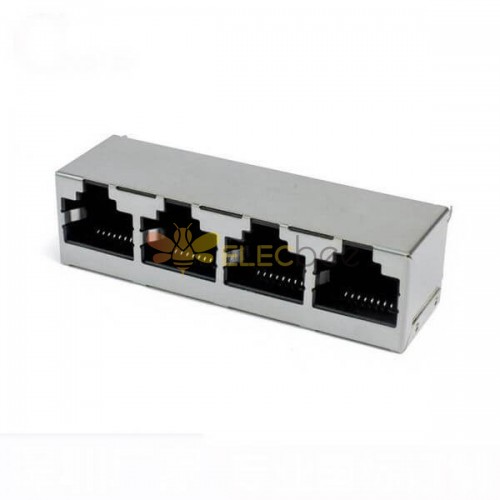 4-портовый разъем RJ45 8 Pin Shiled Network Modular 8P8C R/A без светодиодов 20 шт.