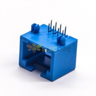 Conector RJ45 azul 8p8c ángulo recto a través del agujero Sin blindaje Jack sin blindaje