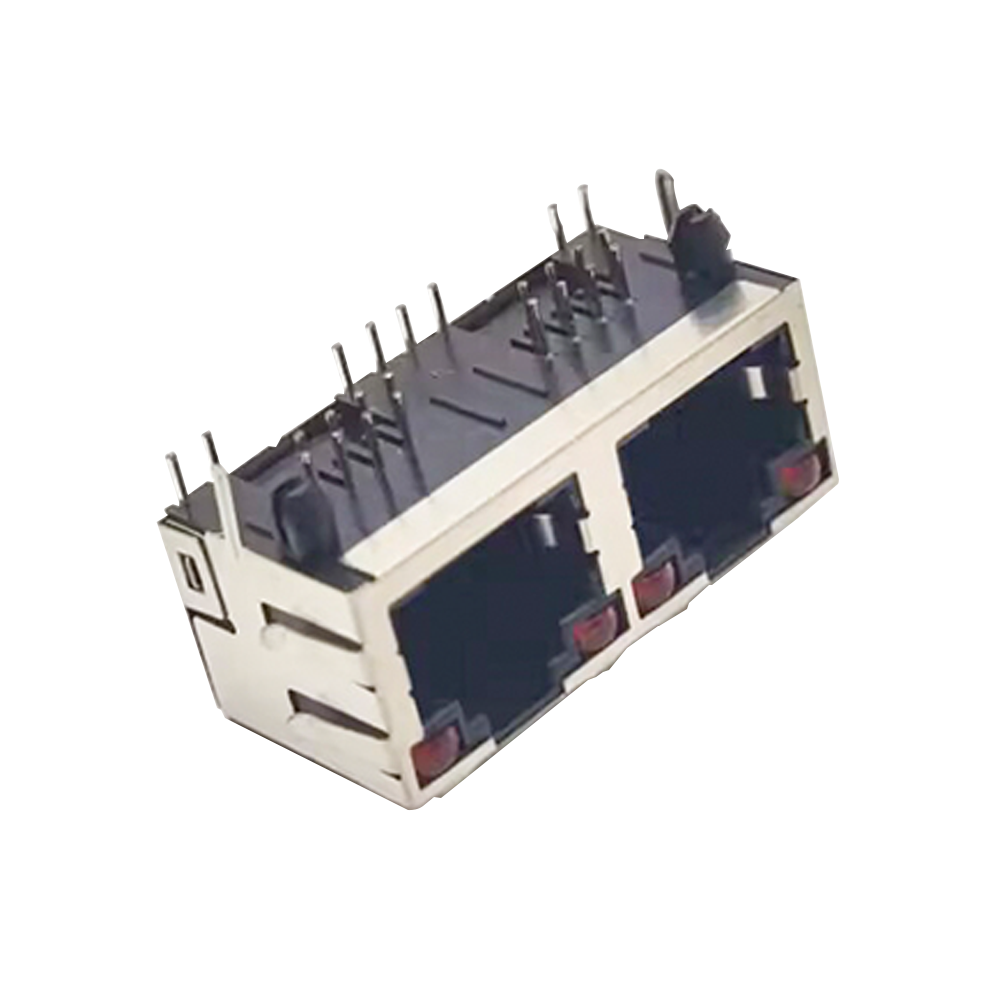 Двойной порт RJ45 Ethernet 8P8C Разъем для монтажа на печатной плате 1 * 2 светодиодный экранированный без магнитов 20 шт.