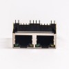 Connettori Ethernet RJ45 angolati a destra attraverso foro dual port DIP tipo PCB Monto