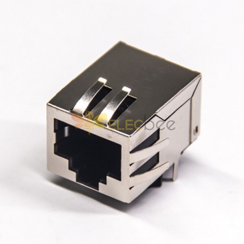 Ethernet Jack RJ45 Single Port Angled Through Hole PCB Mount with EMI