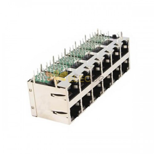Connecteur RJ45 Magnétique Empilable 10/100Mbps 2x6 Avec LEDs 5pcs